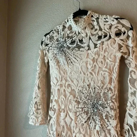 Free People Cream Lace Mini Dress - Picture 6 of 10